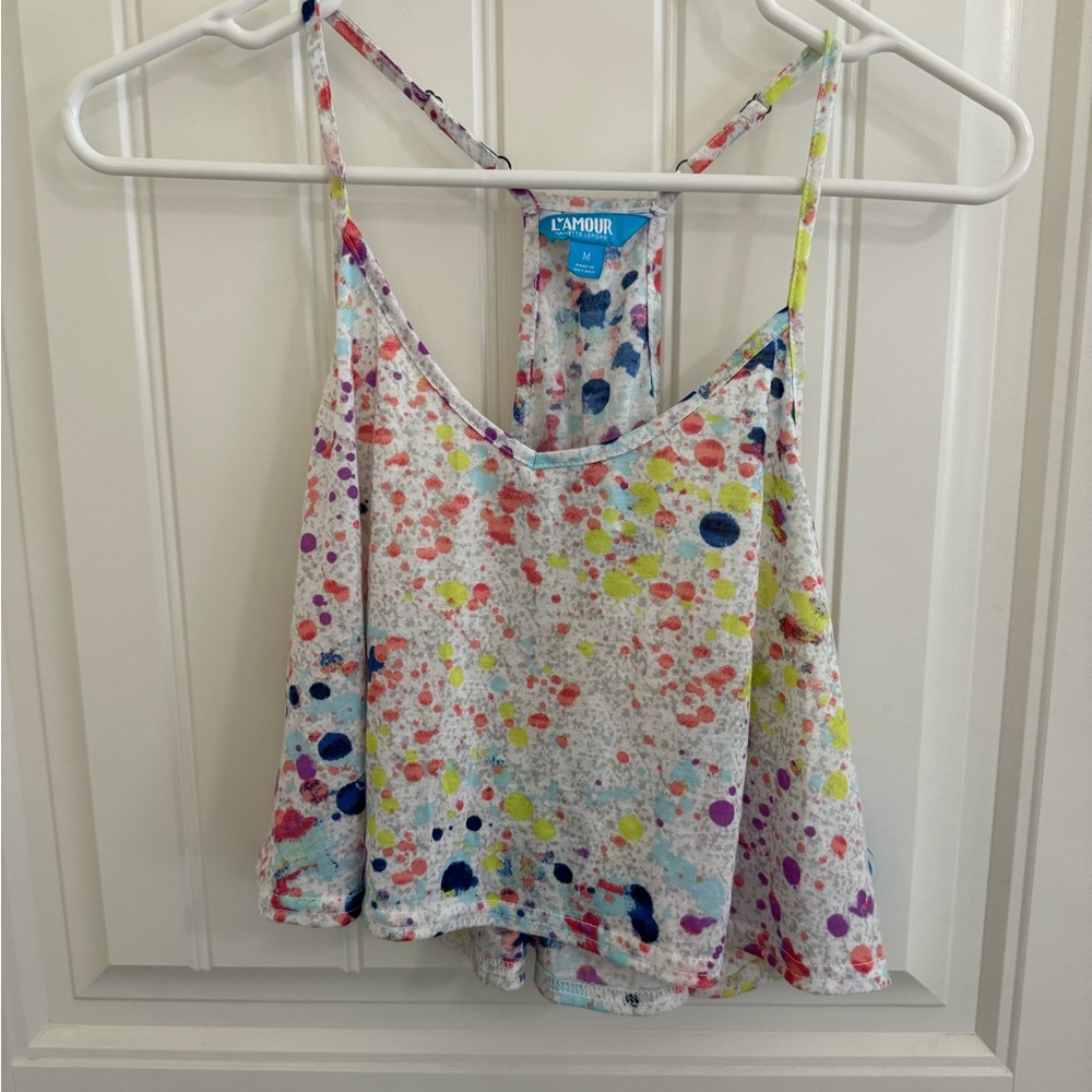 Cropped flowy tank top with adjustable straps